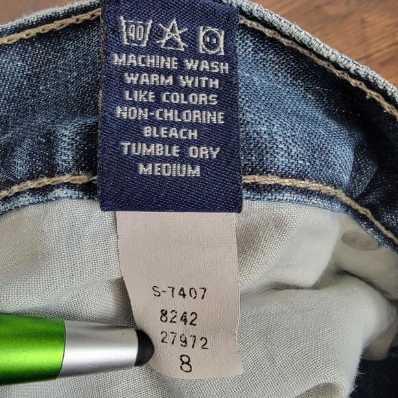 American Eagle Straight Leg Jeans Sz 8 90s Whisker Mid Rise Medium Wash Preppy - Picture 12 of 12